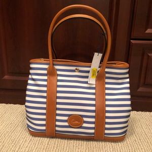 Large Dooney and Bourke Blue Striped Bag